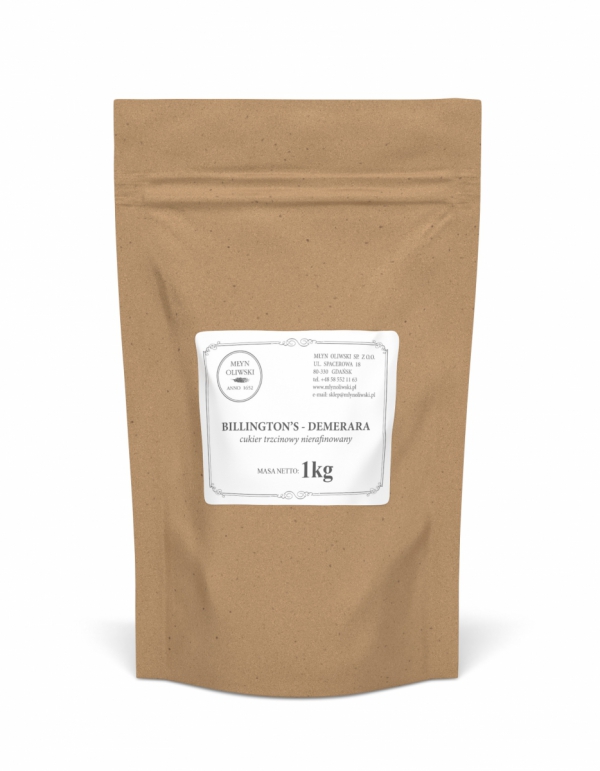 Billington's Demerara Natural Unrefined Cane Sugar - Nierafinowany cukier trzcinowy - Demerara - 1kg