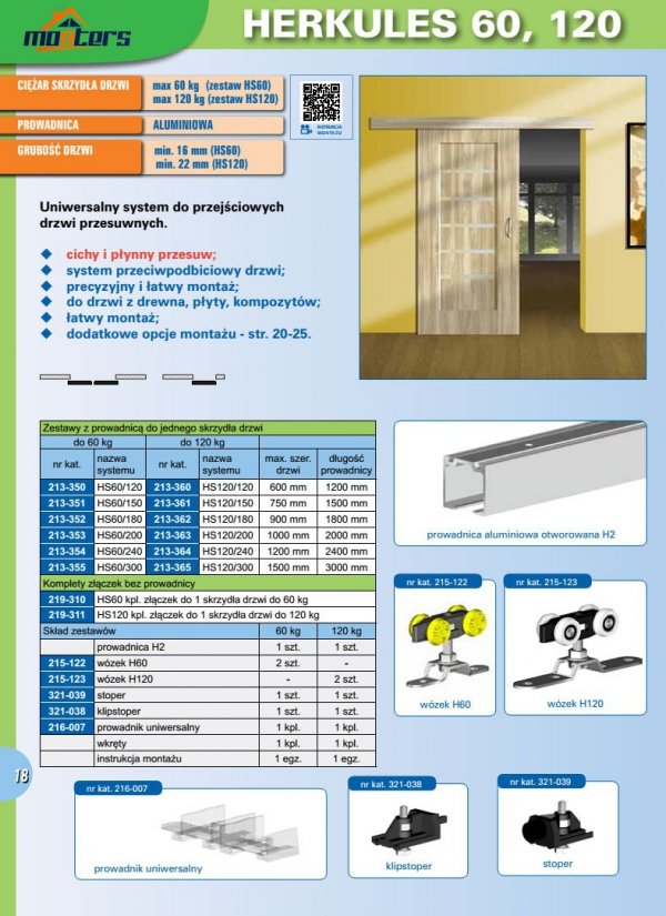 Maskownica do prowadnicy H2 drzwi 1800mm jas. brąz płaska herkules