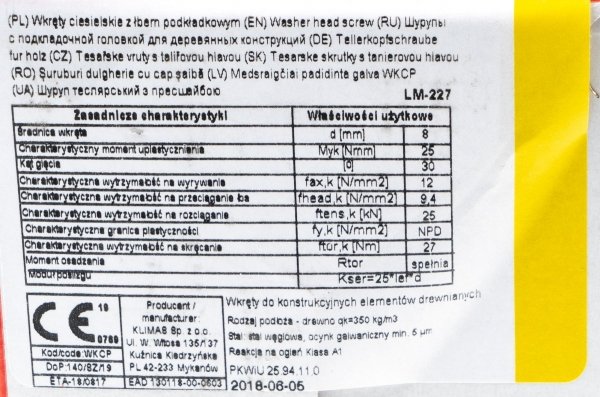 Wkręty ciesielskie talerzowe TX 8x240 drewna 50szt