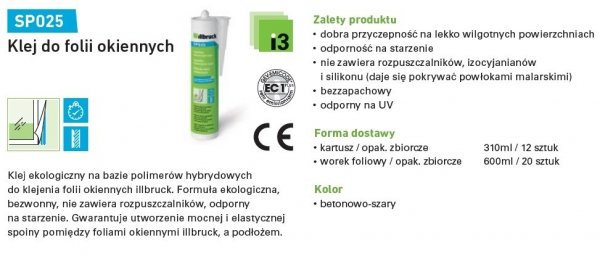 KLEJ Illbruck SP025 600ml taśm ciepły montaż okien folii