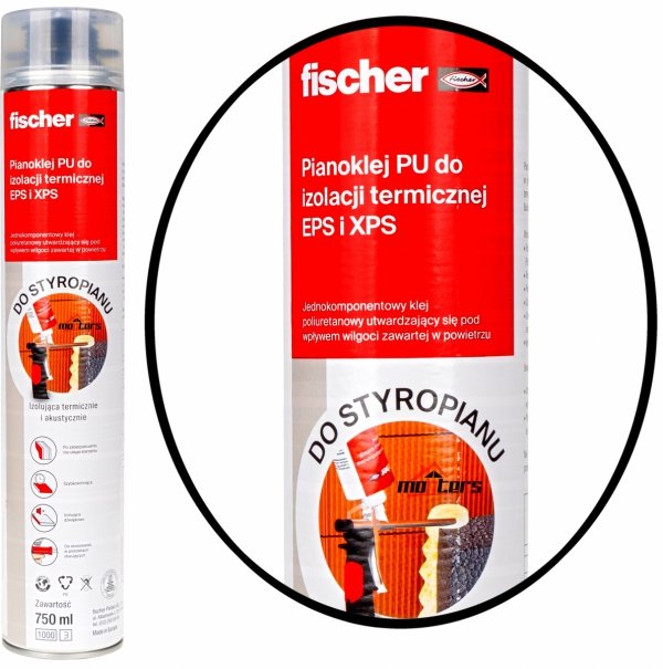 Klej do styropianu styroduru XPS do dociepleń PUP P750 Fischer PIANA PIANOKLEJ MOCNY pianka