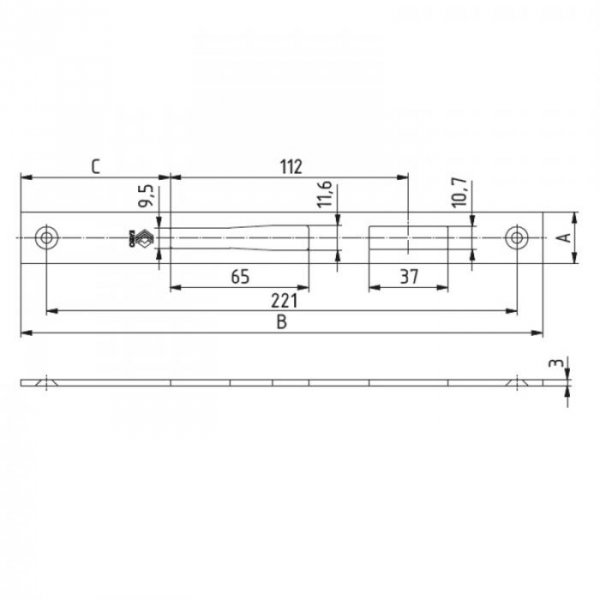 Zaczep KARO do zamka płaski E-P3 3x24mm