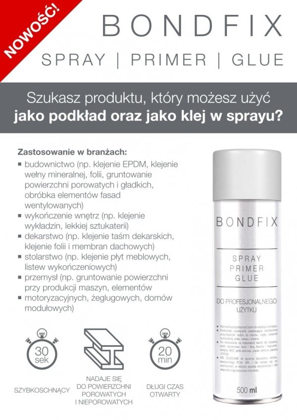 Bondfix Spray Primer Klej EPDM ciepły montaż okien