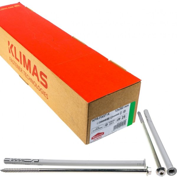 Kołki ramowe rozporowe 12x260 KLUCZ+TX torx 25szt