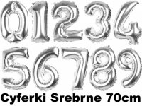 Balony Cyferki Srebrne 70cm