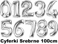 Balony Cyferki Srebrne 100cm