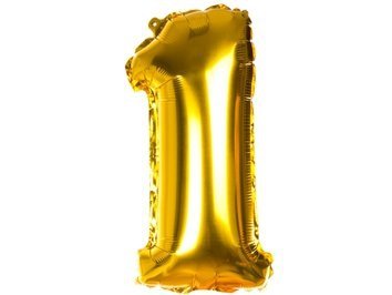 Balony Foliowe Cyferka &quot;1&quot; Złota 40cm - [ Komplet - 20 sztuk]