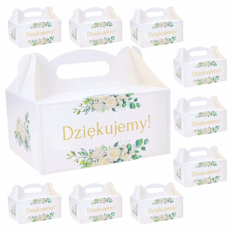 Pudełko Na Ciasto Dziękujemy Kwiaty Zieleń [5op]