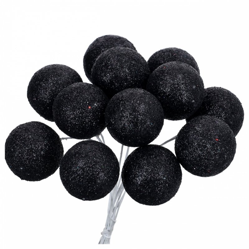 Bombka Czarny 25mm [Komplet 10 pęczków]
