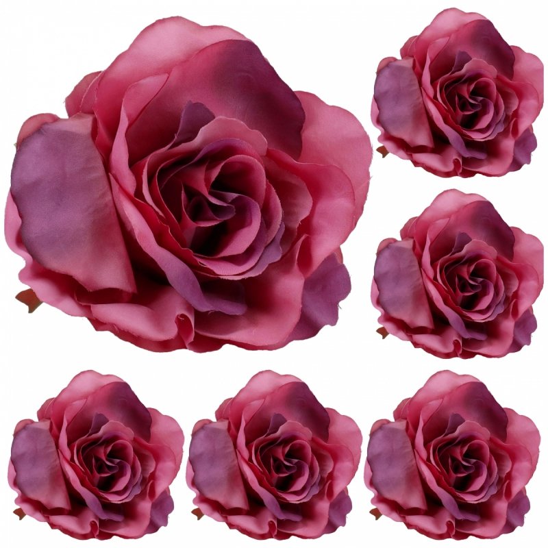 Główki Róże 11cm 6szt Fiolet KR1844B [4opak]