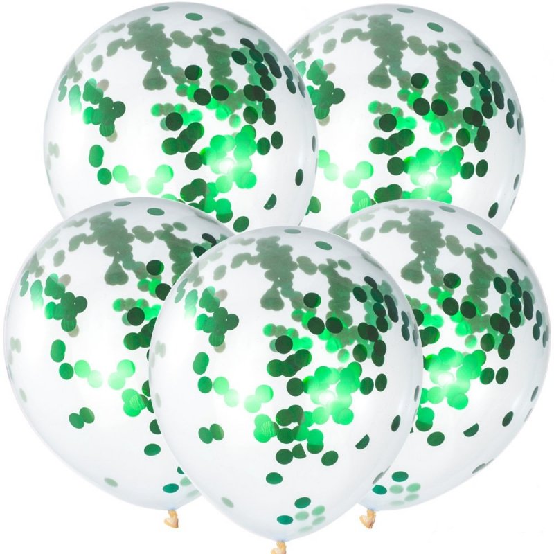 Balony Z Zielonym Konfetti  5szt [Komplet - 300 Opakowań]