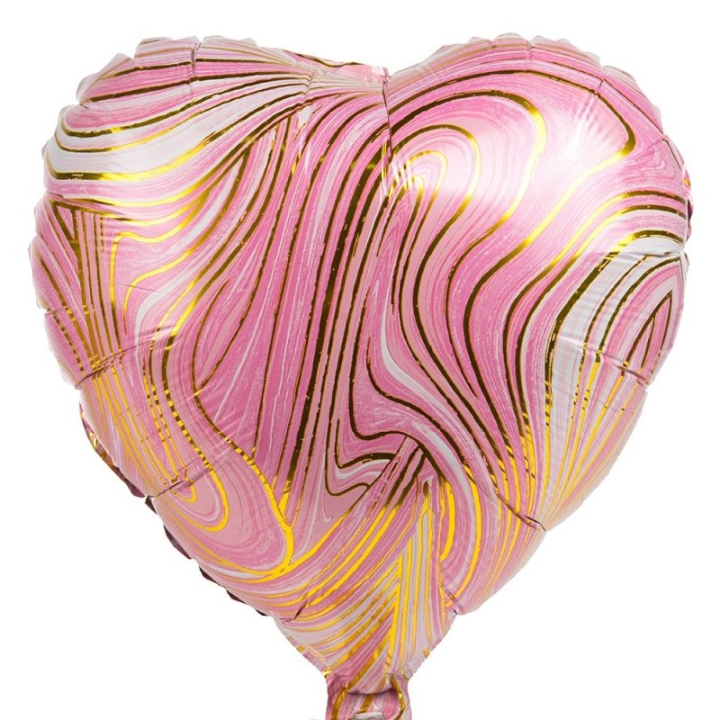 Balon Foliowy Marmurkowy Serce Róż [Komplet 10szt]