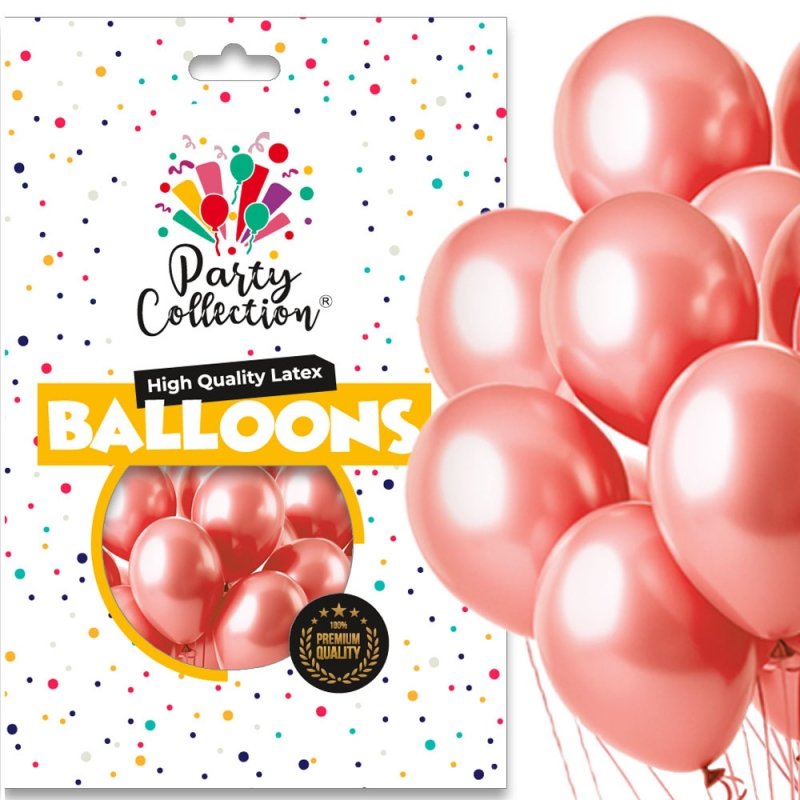 Balony Metaliczne Różowe Złoto 36cm 50szt [5 opakowań]