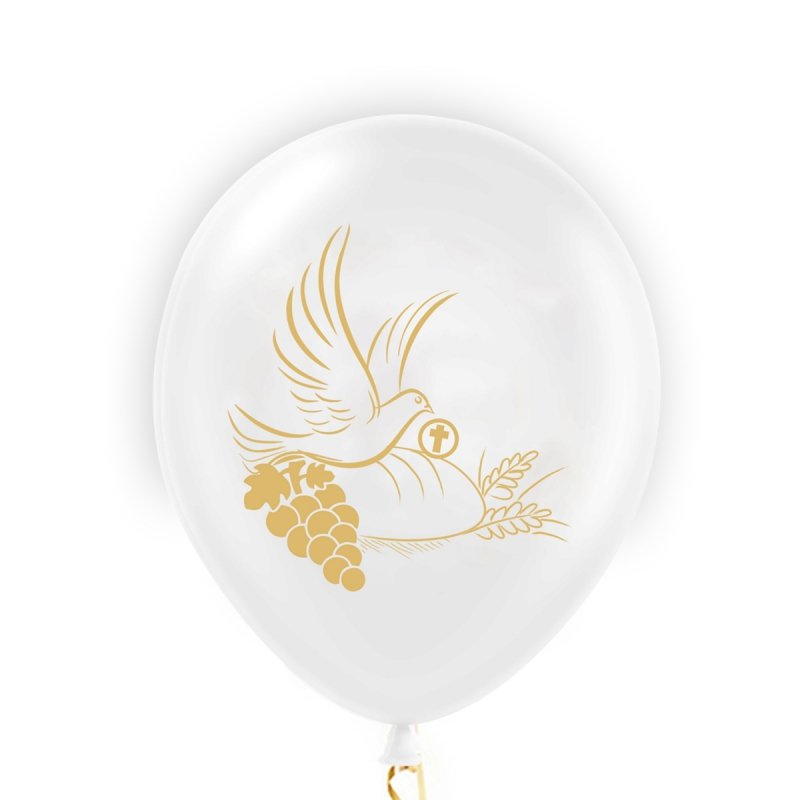 Balony Komunijne Gołąb Winogrono Złoto 100szt [5 kompletów]