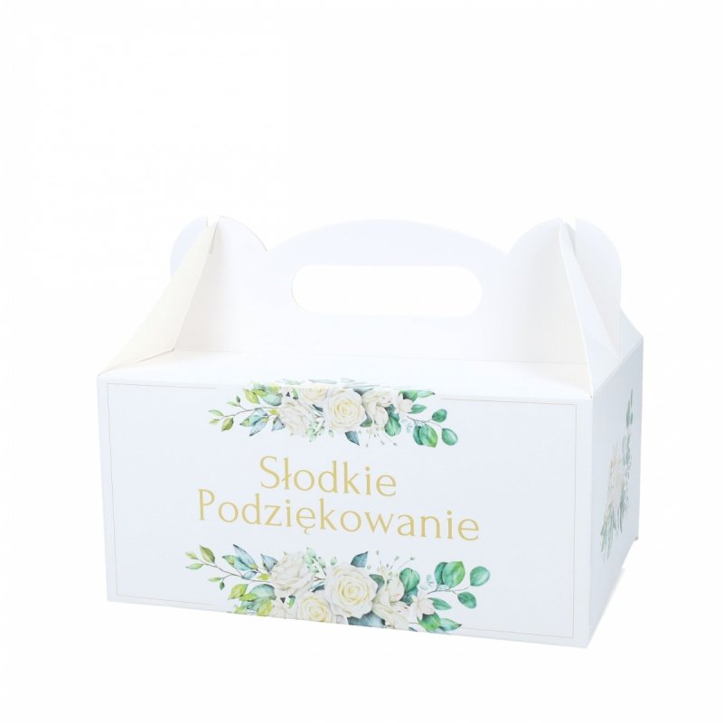 Pudełko Na Ciasto Dziękujemy Kwiaty Zieleń [5op]