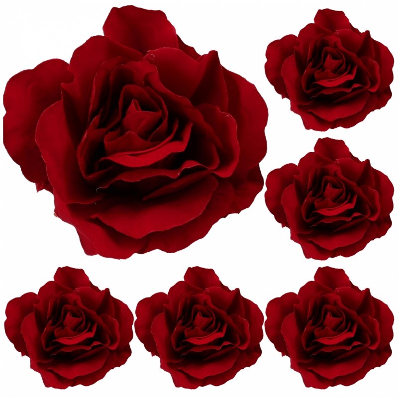 Główki Róże 11cm 6szt Bordo KR1844F [4opak]