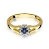 Pierścionek złoty 585 z brylantami 0,09ct szafirem 0,15ct W-185