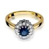 Pierścionek złoty 585 z brylantami 0,17ct szafirem 0,50ct W-284