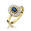 Pierścionek złoty 585 z brylantami 0,10ct szafirem 0,70ct W-354