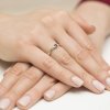 Pierścionek złoty 585 z brylantami 0,03ct szafirem 0,15ct W-428