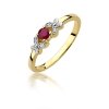 Pierścionek złoty 585 z brylantami 0,02ct rubinem 0,15ct W-414