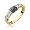 Pierścionek złoty 585 z czarnymi i białymi brylantami 0,19ct W-297