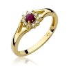 Pierścionek złoty 585 z brylantami 0,09ct rubinem 0,15ct W-185