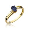 Pierścionek złoty 585 z brylantami 0,03ct szafirem 0,70ct W-68