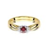Pierścionek złoty 585 z brylantami 0,03ct rubinem 0,15ct W-428