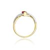Pierścionek złoty 585 z brylantami 0,05ct rubinem 0,60ct W-28