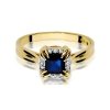 Pierścionek złoty 585 z brylantami 0,06ct szafirem 1,7ct W-358