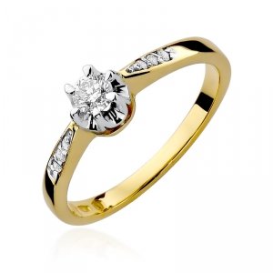 Pierścionek złoty 585 z brylantami 0,25ct W-291