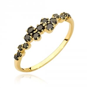 Pierścionek złoty 585 czarne brylanty 0,33ct W-528