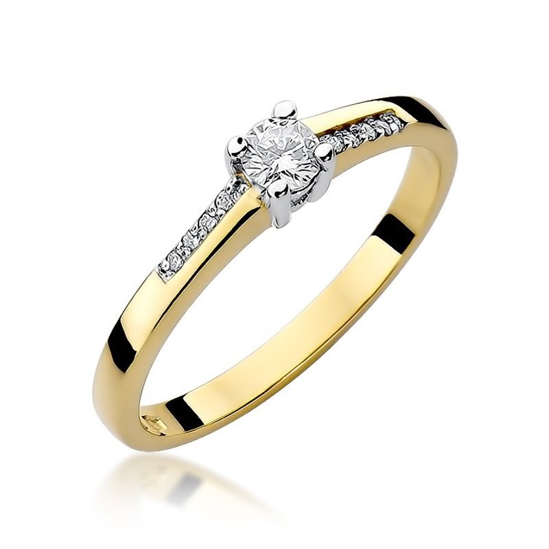 Pierścionek złoty 585 z brylantem 0,19ct zaręczynowy W-258