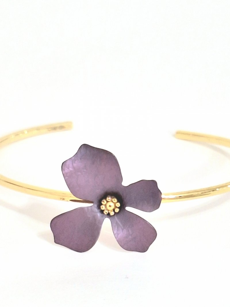 BRANSOLETKA SREBRNA 925 Z TYTANEM KWIAT