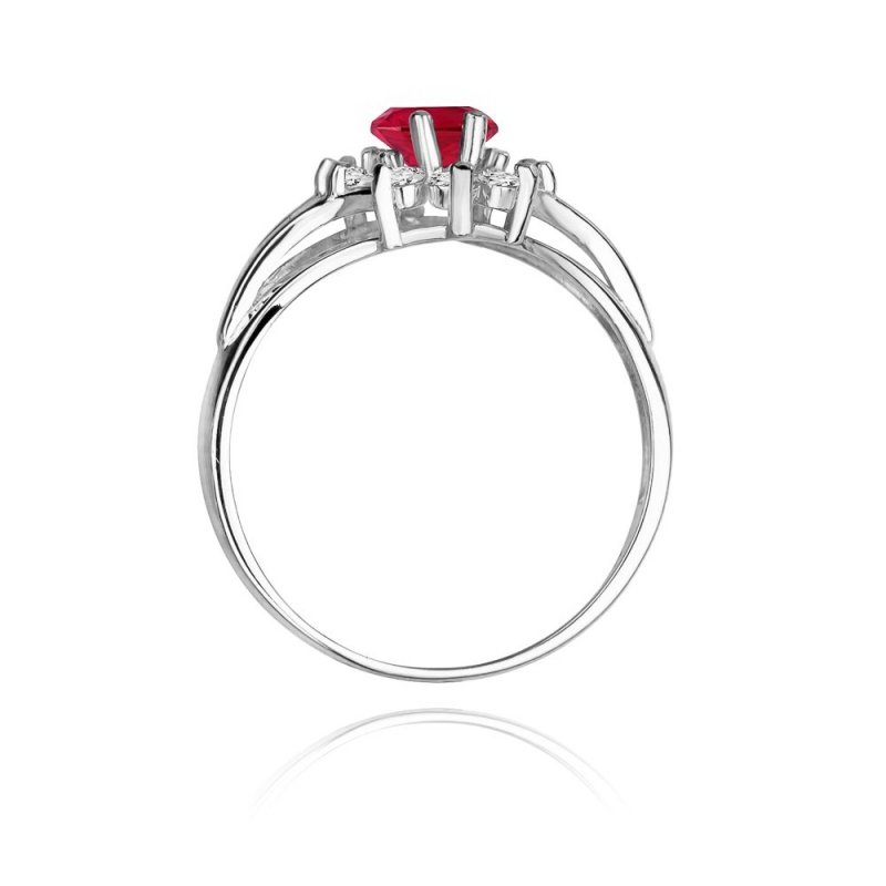 Pierścionek złoty 585 z brylantami 0,30ct rubinem 1,0ct W-37