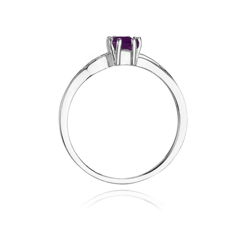 Pierścionek złoty 585 z brylantami 0,03ct ametystem 0,50ct W-94
