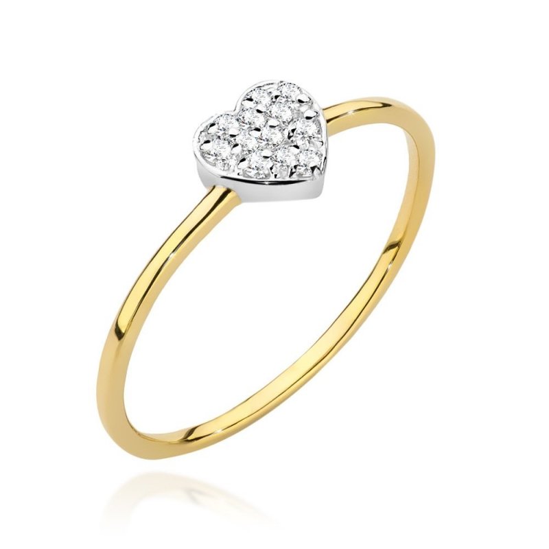 Pierścionek złoty 585 z brylantem 0,1ct serce BC-041