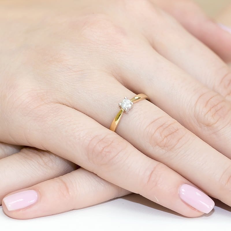 Pierścionek złoty 585 diament laboratoryjny 0,20ct W0242