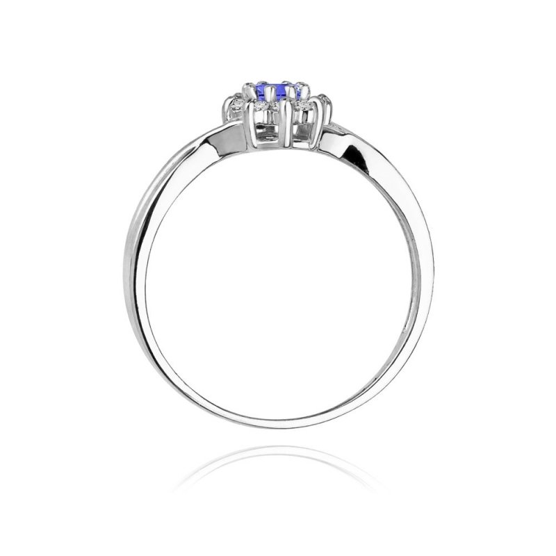 Pierścionek złoty 585 z brylantami 0,12ct tanzanitem 0,15ct W-72