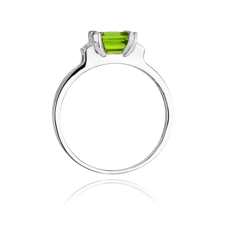 Pierścionek złoty 585 z brylantami 0,03ct oliwinem 1,10ct W-103