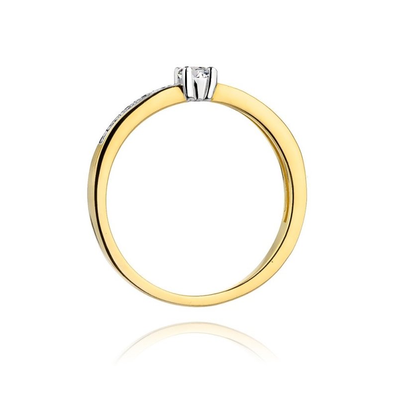 Pierścionek złoty 585 z brylantami 0,13ct zaręczynowy W-288