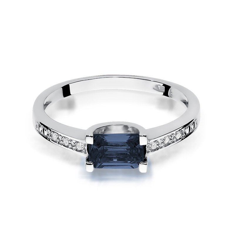Pierścionek złoty 585 z brylantami 0,03ct szafirem 0,60ct W-105