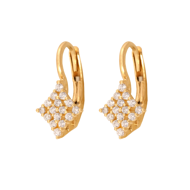 Kolczyki złote 585 angielskie romby z crkoniami