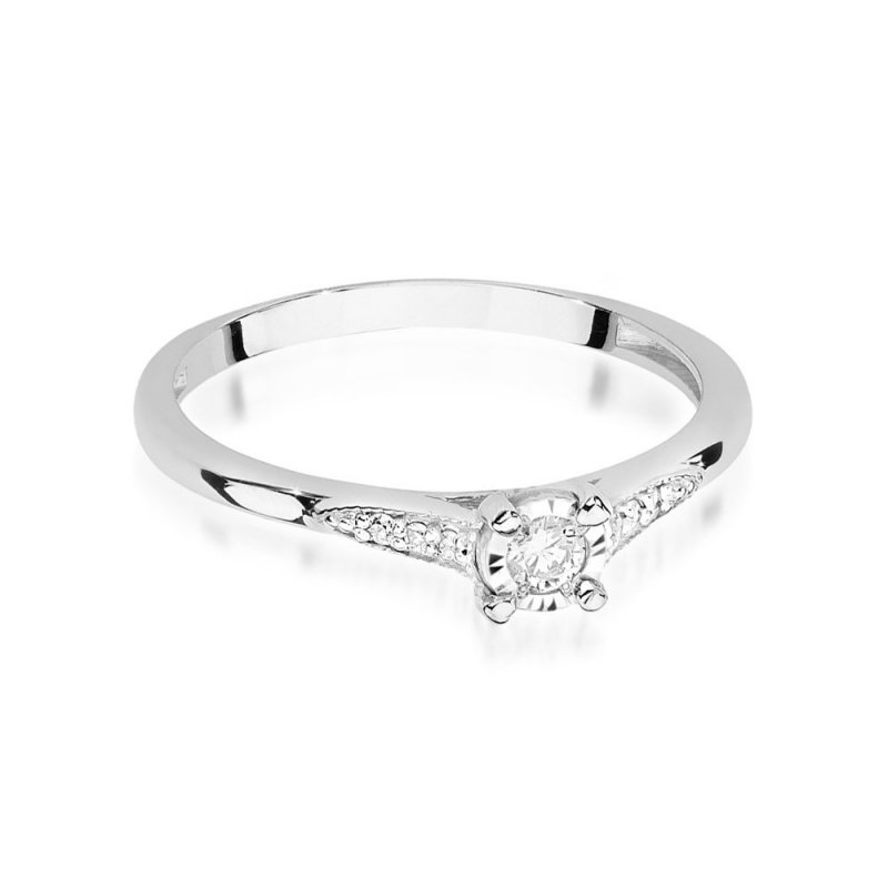 Pierścionek złoty 585 z brylantami 0,11ct zaręczynowy W-466