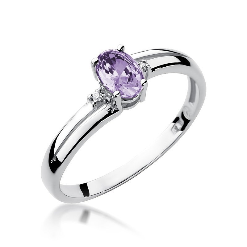 Pierścionek złoty 585 z brylantami 0,03ct tanzanitem 0,40ct W-68