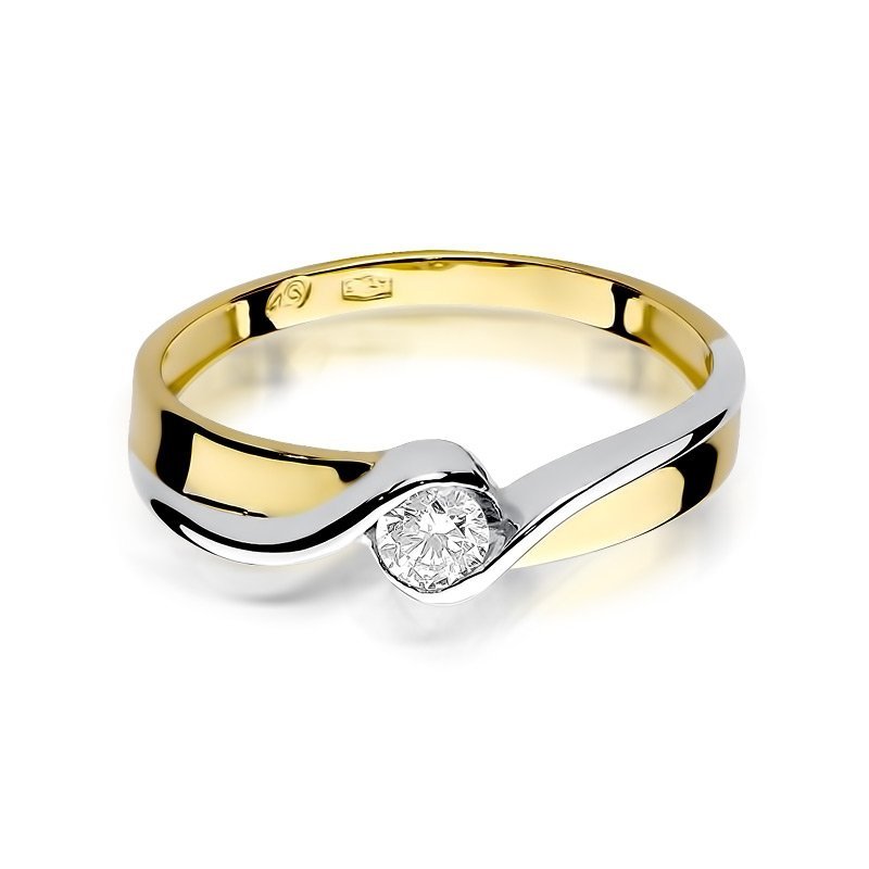 Pierścionek złoty 585 z brylantem 0,15ct zaręczynowy W-278