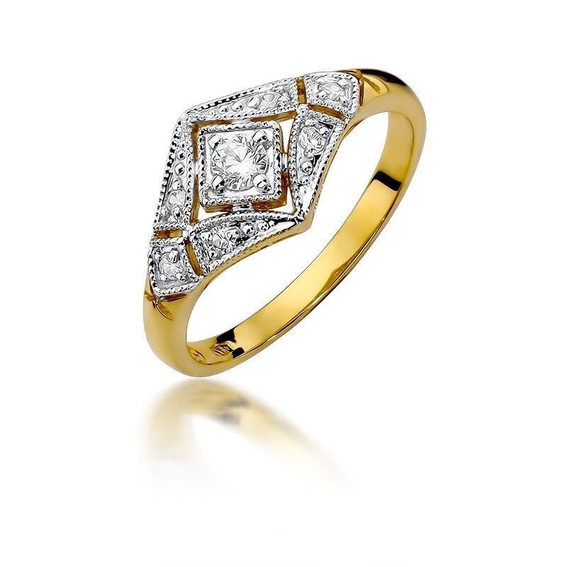 Pierścionek złoty 585 z brylantami 0,19ct zaręczynowy W-412