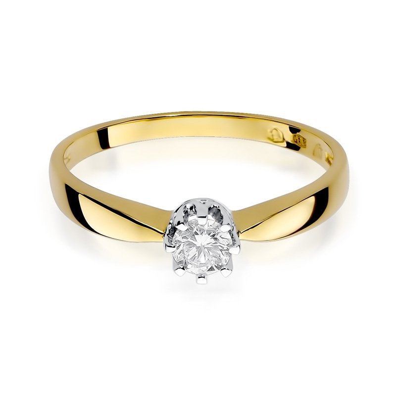 Pierścionek złoty 585 z brylantem 0,15ct zaręczynowy W-173