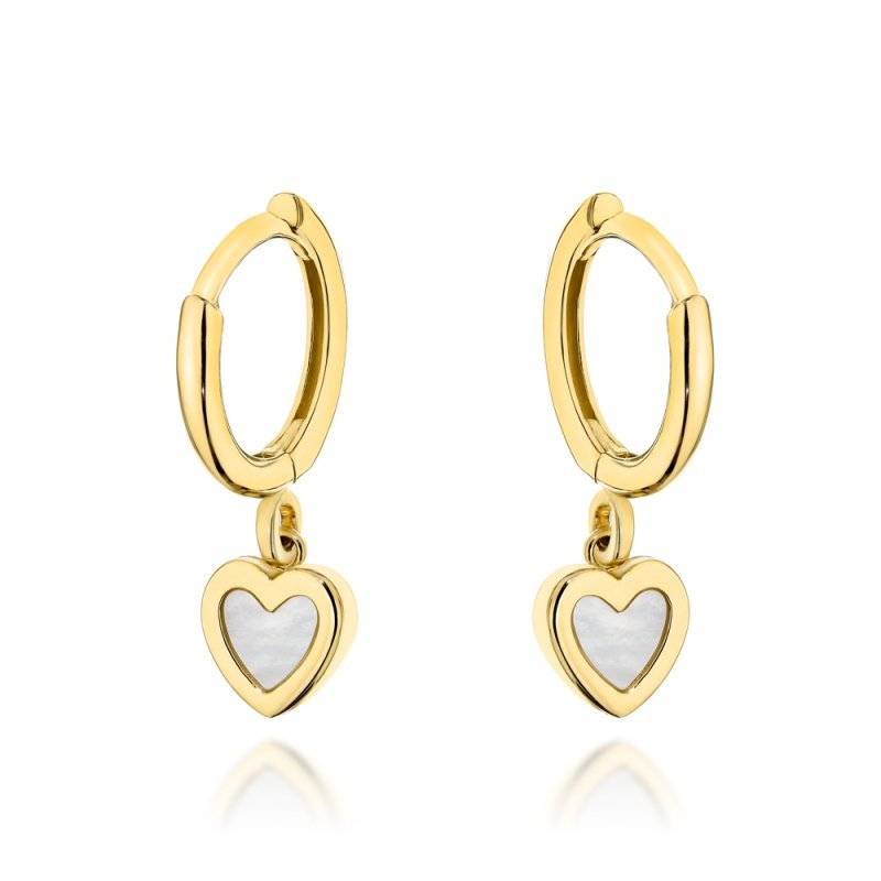 Kolczyki złote 585 koła kółka 9mm kreolki serduszka